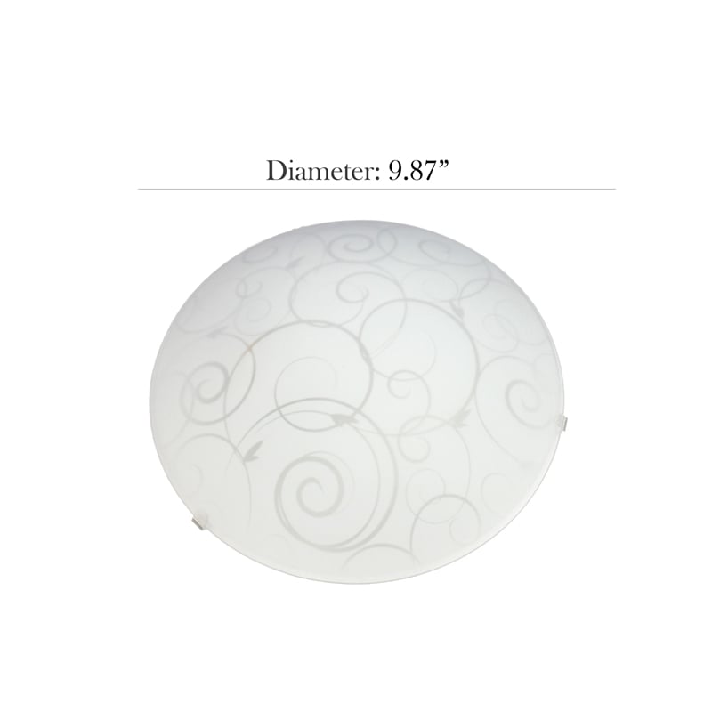 Simple Designs Glass Round Scroll Swirl Flush Mount Ceiling Light in White