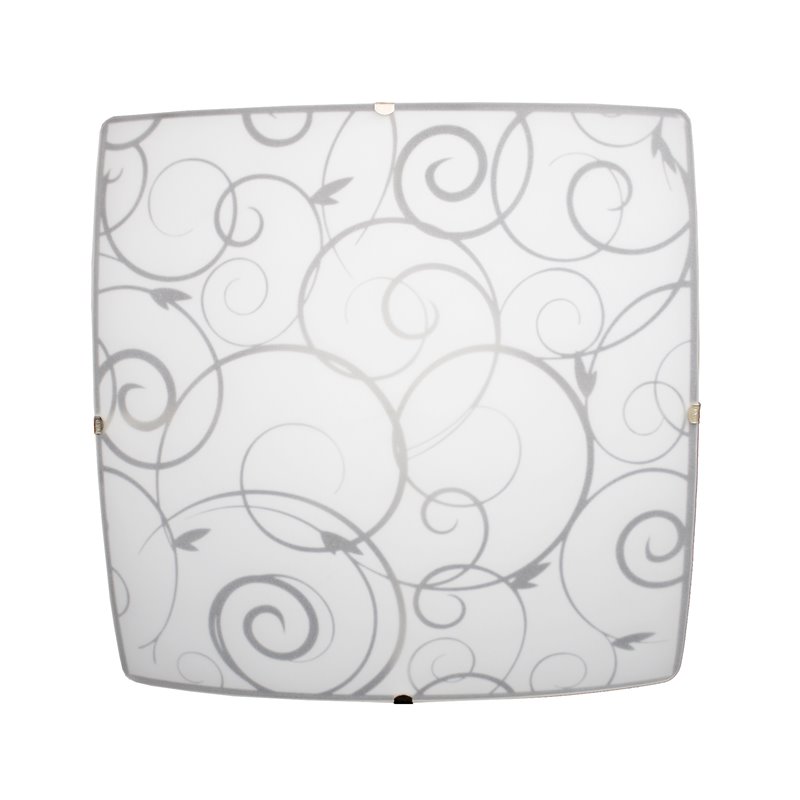Simple Designs Glass Square Scroll Swirl Flush Mount Ceiling Light in White