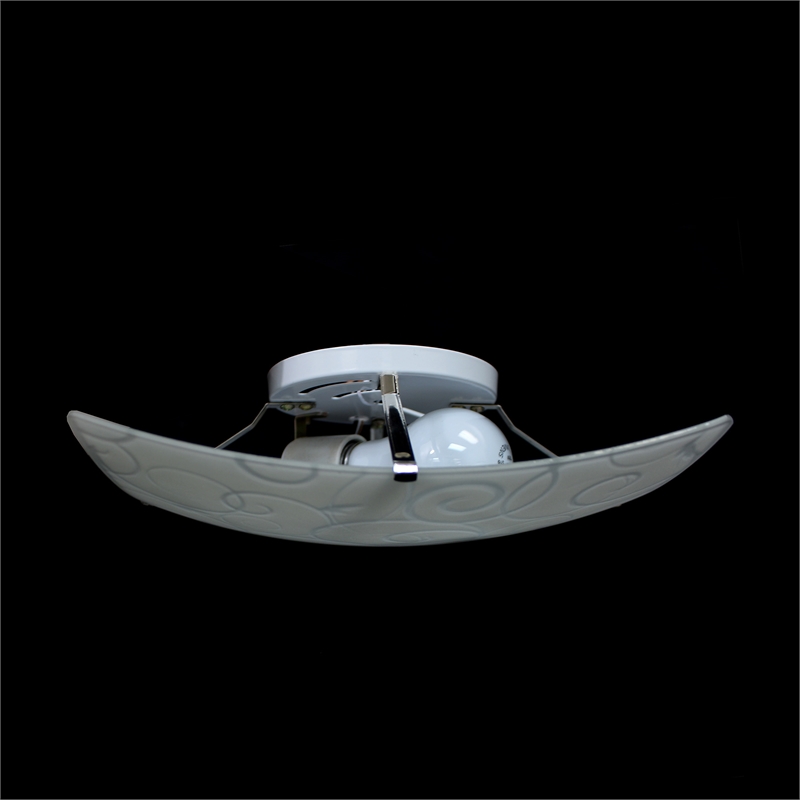 Simple Designs Glass Square Scroll Swirl Flush Mount Ceiling Light in White