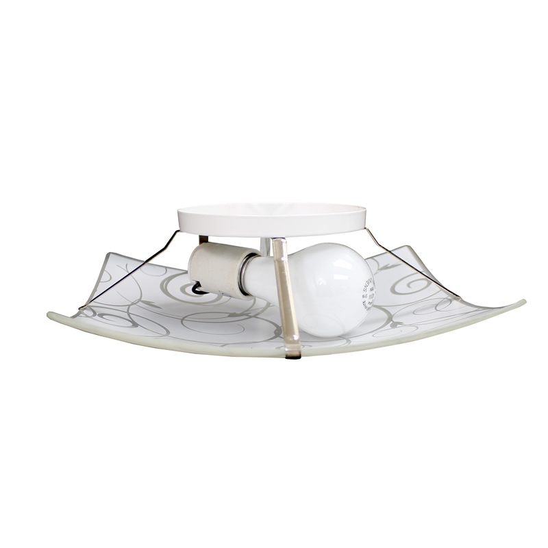 Simple Designs Glass Square Scroll Swirl Flush Mount Ceiling Light in White