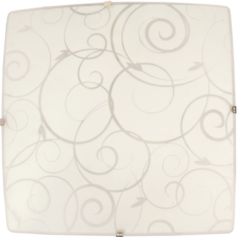 Simple Designs Glass Square Scroll Swirl Flush Mount Ceiling Light in White