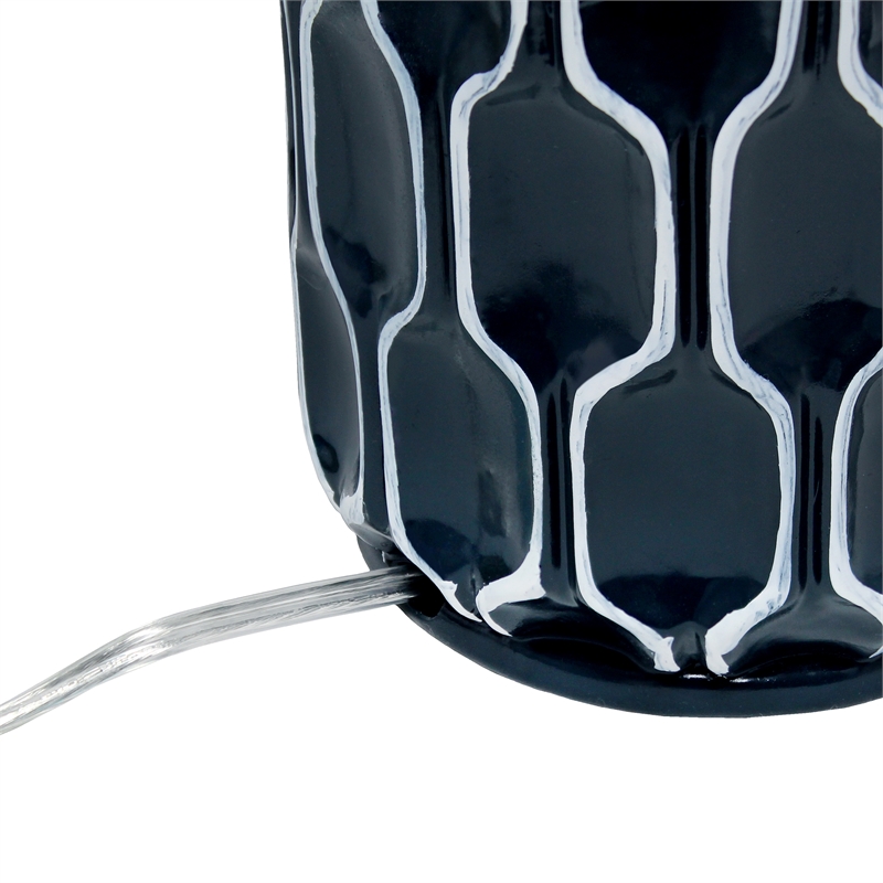 Lalia Home Resin Moroccan Table Lamp in Blue with White Shade