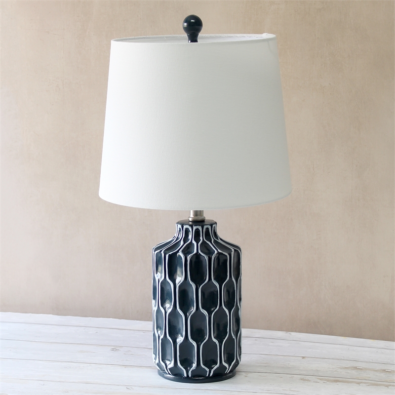 Lalia Home Resin Moroccan Table Lamp in Blue with White Shade