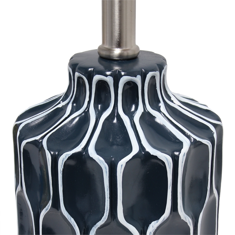 Lalia Home Resin Moroccan Table Lamp in Blue with White Shade