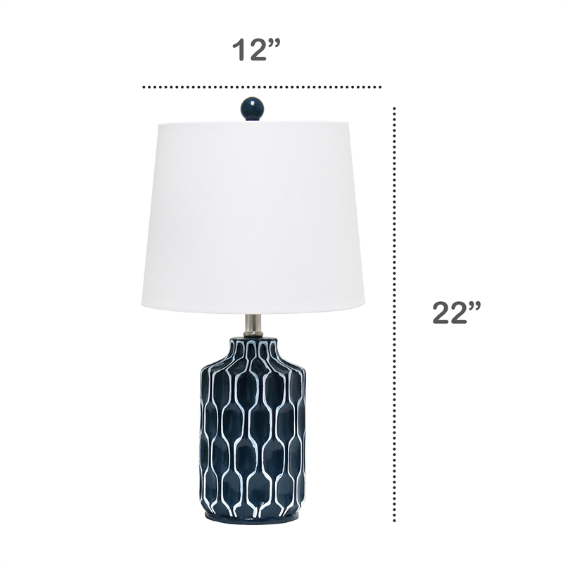 Lalia Home Resin Moroccan Table Lamp in Blue with White Shade