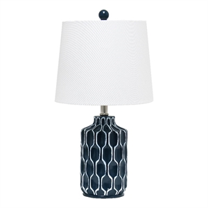 Lalia Home Resin Moroccan Table Lamp in Blue with White Shade
