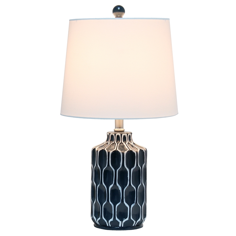 Lalia Home Resin Moroccan Table Lamp in Blue with White Shade