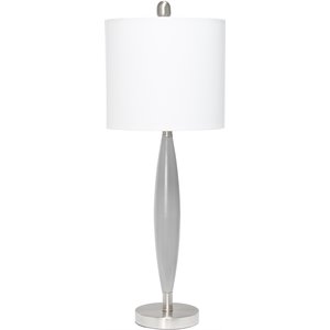 Lalia Home Metal Stylus Table Lamp in Gray with White Shade