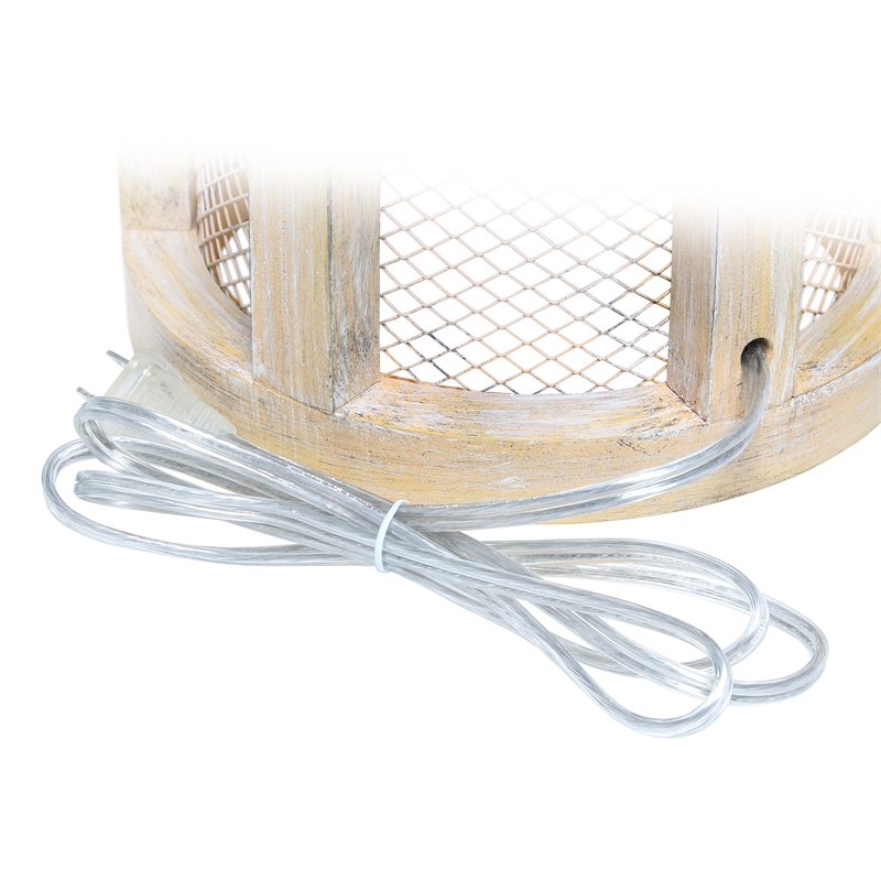 Lalia Home Wood Arch Farmhouse Table Lamp in Natural with White Shade