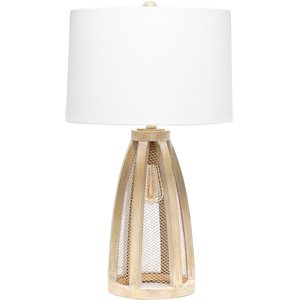 lalia home wood arch farmhouse table lamp in natural with white shade