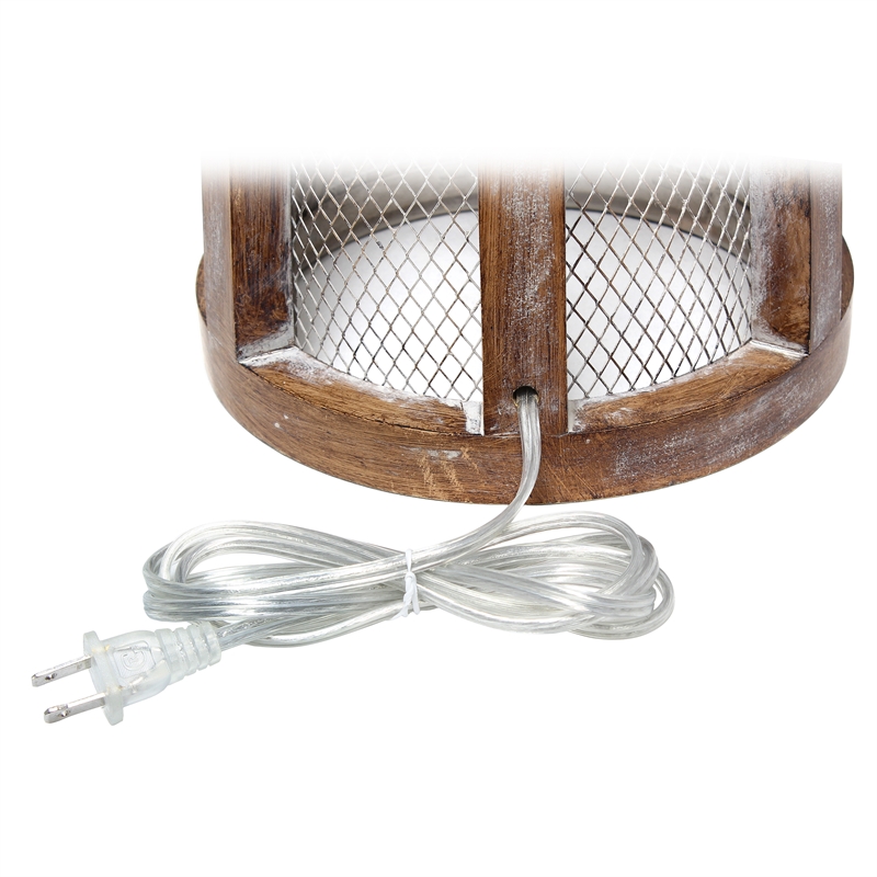 Lalia Home Wood Arch Farmhouse Table Lamp in Old Wood Brown with White Shade