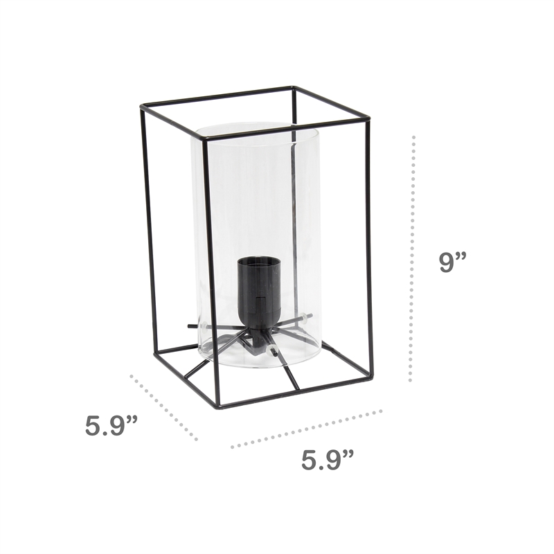 Lalia Home Metal Framed Table Lamp in Black with Clear Shade