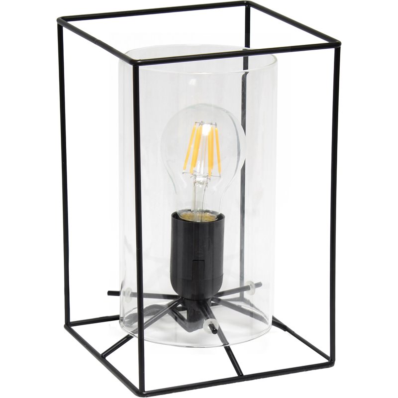 Lalia Home Metal Framed Table Lamp in Black with Clear Shade