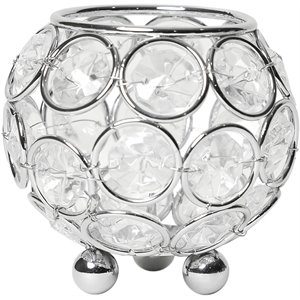 Elegant Designs Crystal 3&quot Circular Decorative Centerpiece Bowl in Chrome