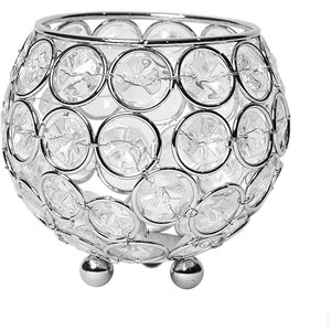 Elegant Designs Crystal 3.75&quot Circular Decorative Centerpiece Bowl in Chrome