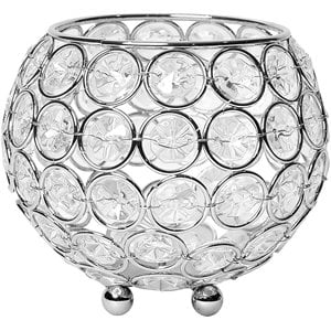 Elegant Designs Crystal 4.25&quot Circular Decorative Centerpiece Bowl in Chrome