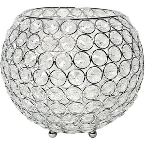 Elegant Designs Crystal 6.75&quot Circular Decorative Centerpiece Bowl in Chrome