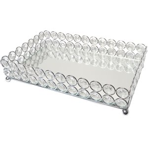 Elegant Designs Crystal Elipse Decorative Vanity Organizer Tray in Chrome