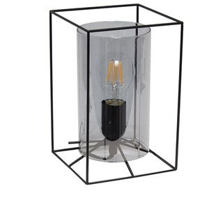 Lalia Home Metal Framed Table Lamp in White with Smoke Shade