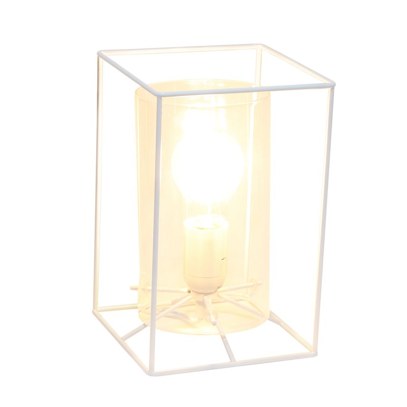 Lalia Home Metal Framed Table Lamp in White with Clear Shade