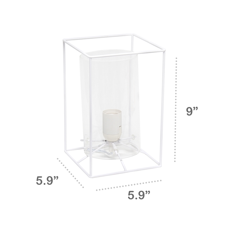 Lalia Home Metal Framed Table Lamp in White with Clear Shade