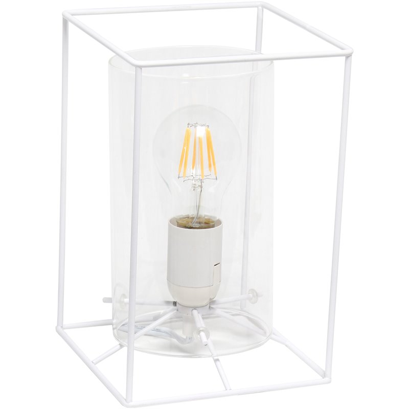 Lalia Home Metal Framed Table Lamp in White with Clear Shade