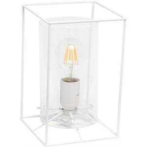 lalia home metal framed table lamp in white with clear shade