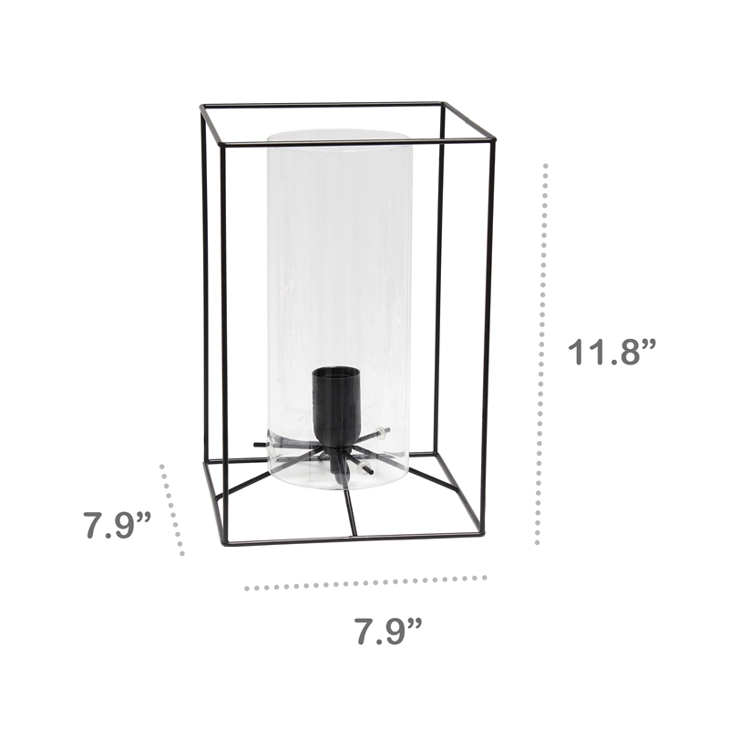 Lalia Home Metal Framed Table Lamp in Black with Clear Shade