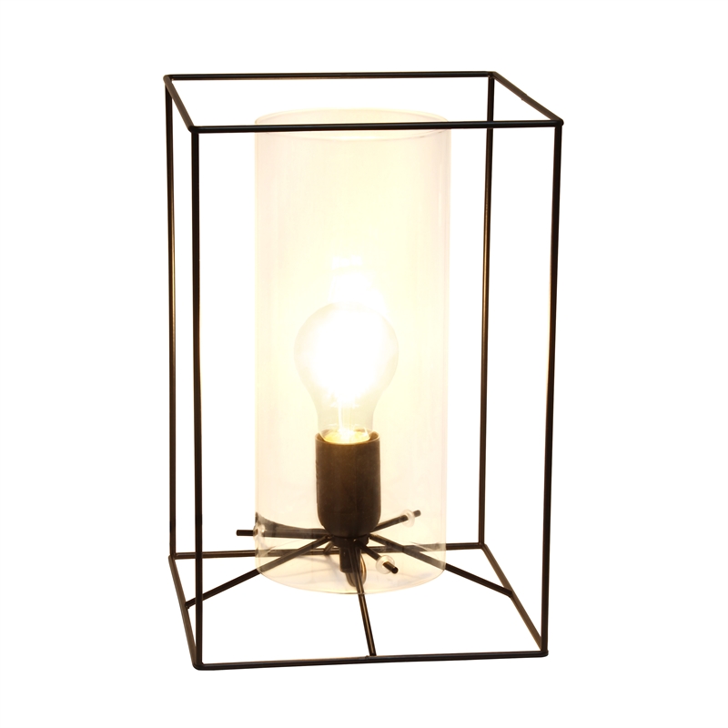 Lalia Home Metal Framed Table Lamp in Black with Clear Shade