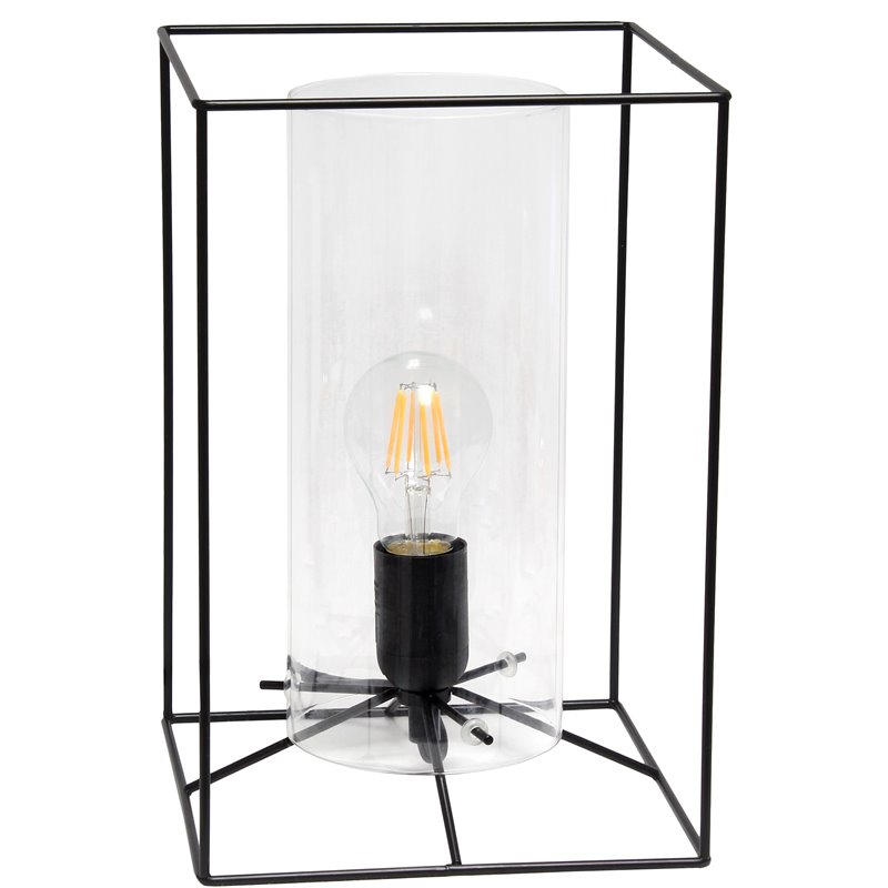 Lalia Home Metal Framed Table Lamp in Black with Clear Shade