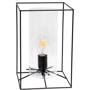 lalia home metal framed table lamp in black with clear shade