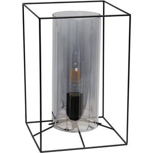 Lalia Home Metal Framed Table Lamp in Black with Smoke Shade