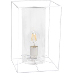 lalia home metal framed table lamp in white with clear shade