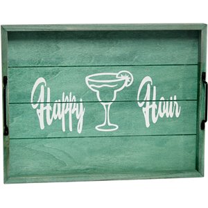 Elegant Designs &quotHappy Hour&quot 15&quot x 12&quot Serving Tray w/ Handles in Aqua Blue Wash