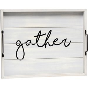 Elegant Designs &quotGather&quot 15&quot x 12&quot Serving Tray w/ Handles in Black Wash