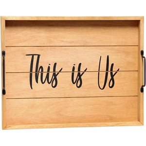 Elegant Designs &quotThis Is Us&quot 15&quot x 12&quot Serving Tray w/ Handles in Rustic Gray