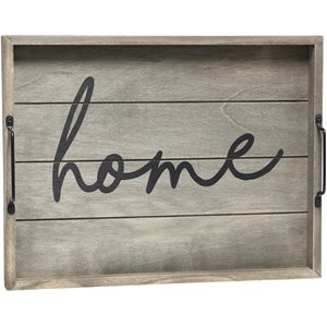Elegant Designs &quotHome&quot 15&quot x 12&quot Serving Tray w/ Handles in Rustic Gray