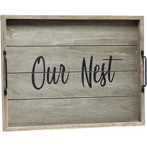 Elegant Designs &quotOur Nest&quot 15&quot x 12&quot Serving Tray w/ Handles in White Wash