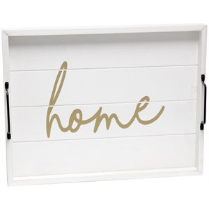 Elegant Designs &quotHome&quot 15&quot x 12&quot Serving Tray w/ Handles in White Wash