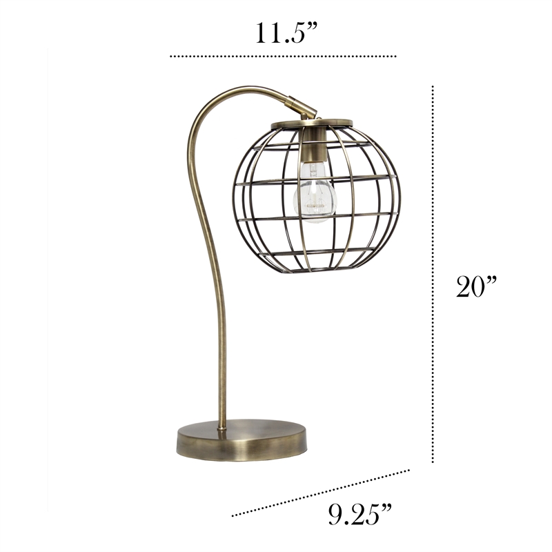 Lalia Home Metal Arched Cage Table Lamp in Antique Brass