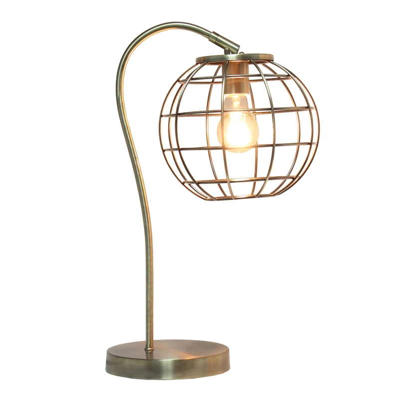 Lalia Home Metal Arched Cage Table Lamp in Antique Brass