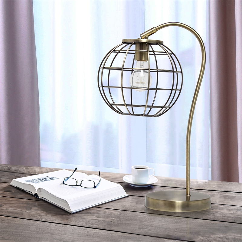 Lalia Home Metal Arched Cage Table Lamp in Antique Brass