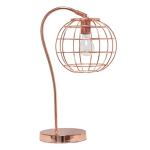 lalia home metal arched cage table lamp in rose gold