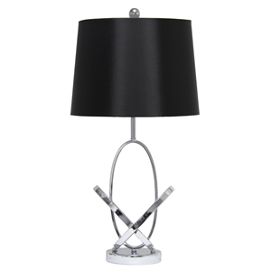 Elegant Designs Metal Mod Art Polished Table Lamp in Chrome with Black Shade