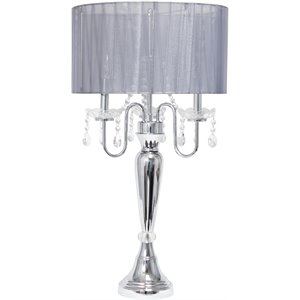 Elegant Designs Metal Trendy Sheer Table Lamp in Chrome with Gray Shade