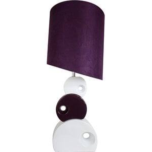 elegant designs ceramic circle stacked table lamp in white with purple shade