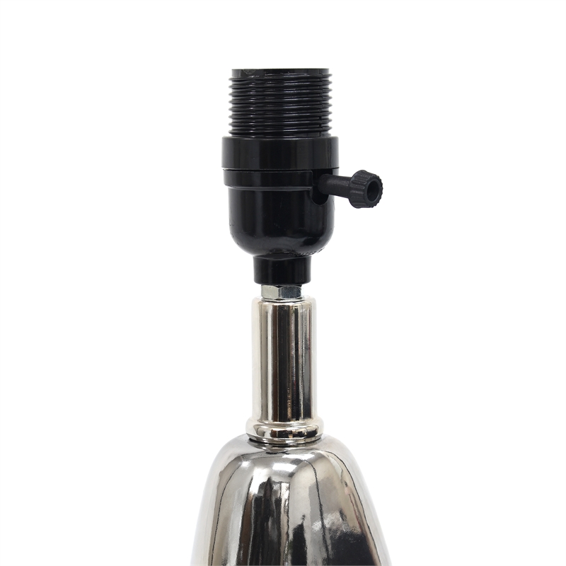 Elegant Designs Ceramic Stone Stacked Table Lamp in Metal Blue with Black Shade