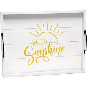 Elegant Designs &quotHello Sunshine&quot 15&quot x 12&quot Serving Tray w/ Handles in White Wash