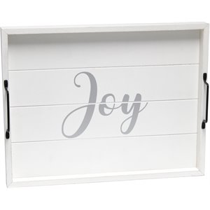 Elegant Designs &quotJoy&quot 15&quot x 12&quot Serving Tray w/ Handles in White Wash