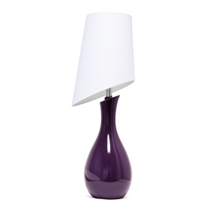Elegant Designs Ceramic Curved Table Lamp in Purple with White Shade